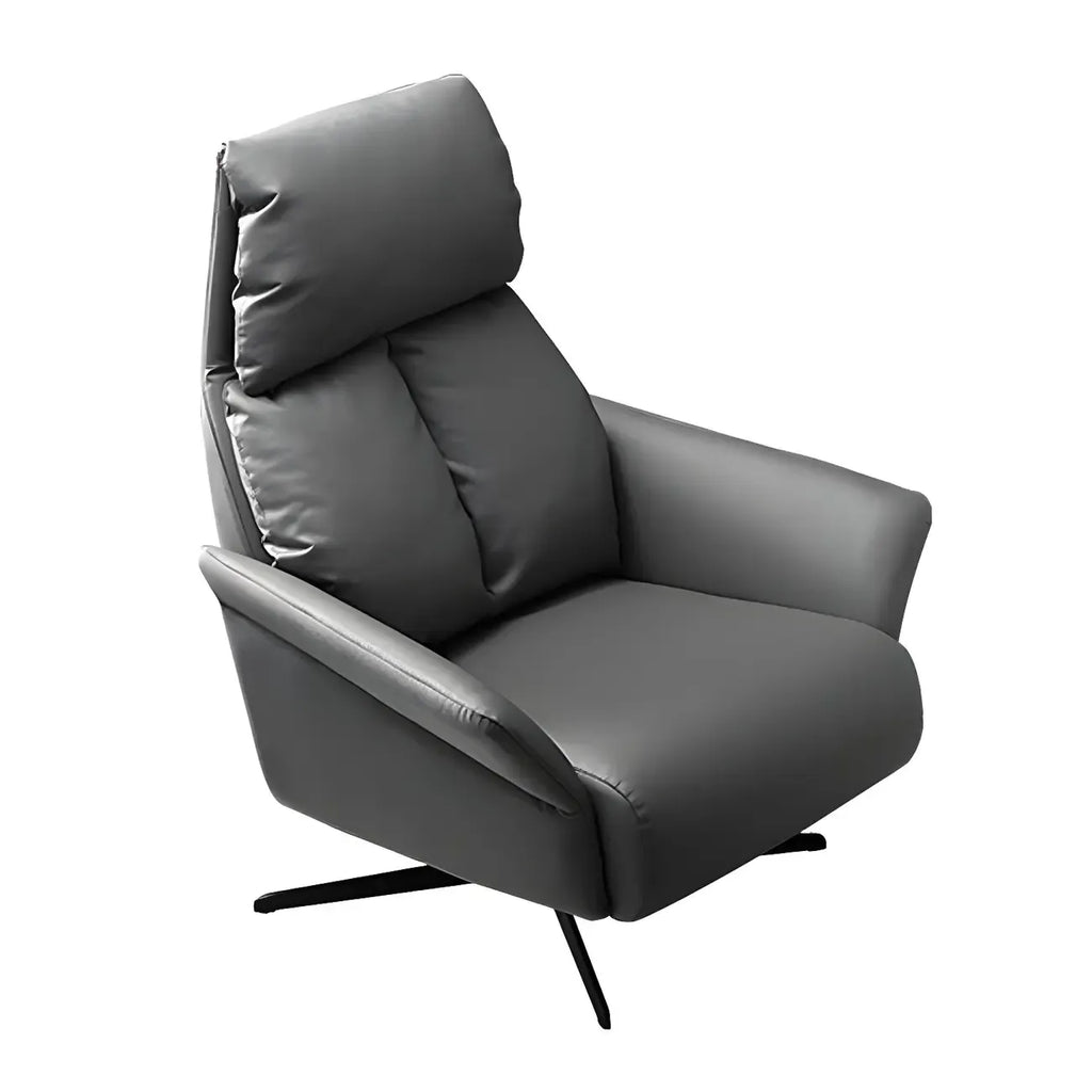 Fauteuil pivotant moderne en cuir rouge avec accoudoirs et pieds noirs