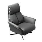 Fauteuil pivotant moderne en cuir rouge avec accoudoirs et pieds noirs