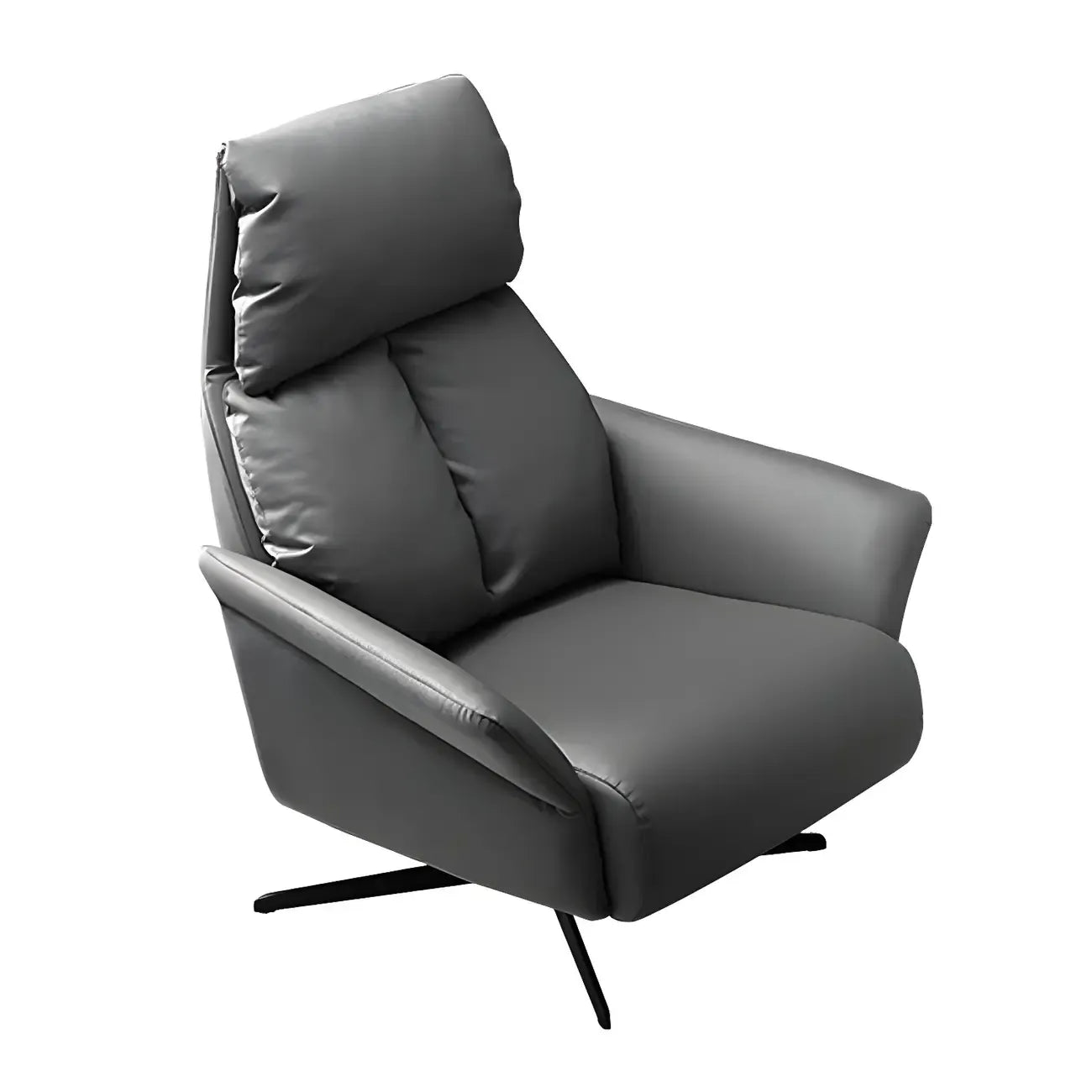 Fauteuil pivotant moderne en cuir rouge avec accoudoirs et pieds noirs