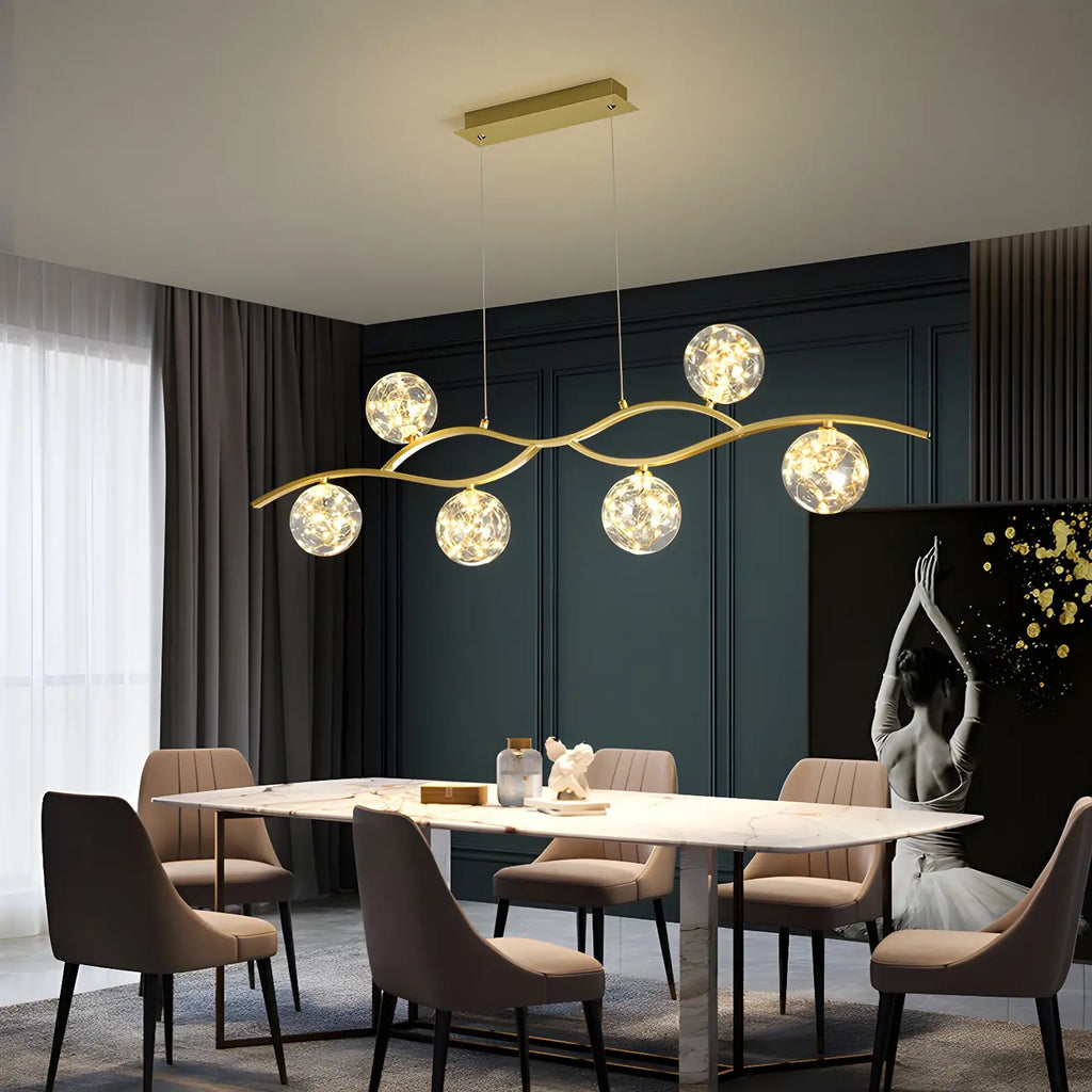 Suspension moderne réglable en verre transparent avec LED