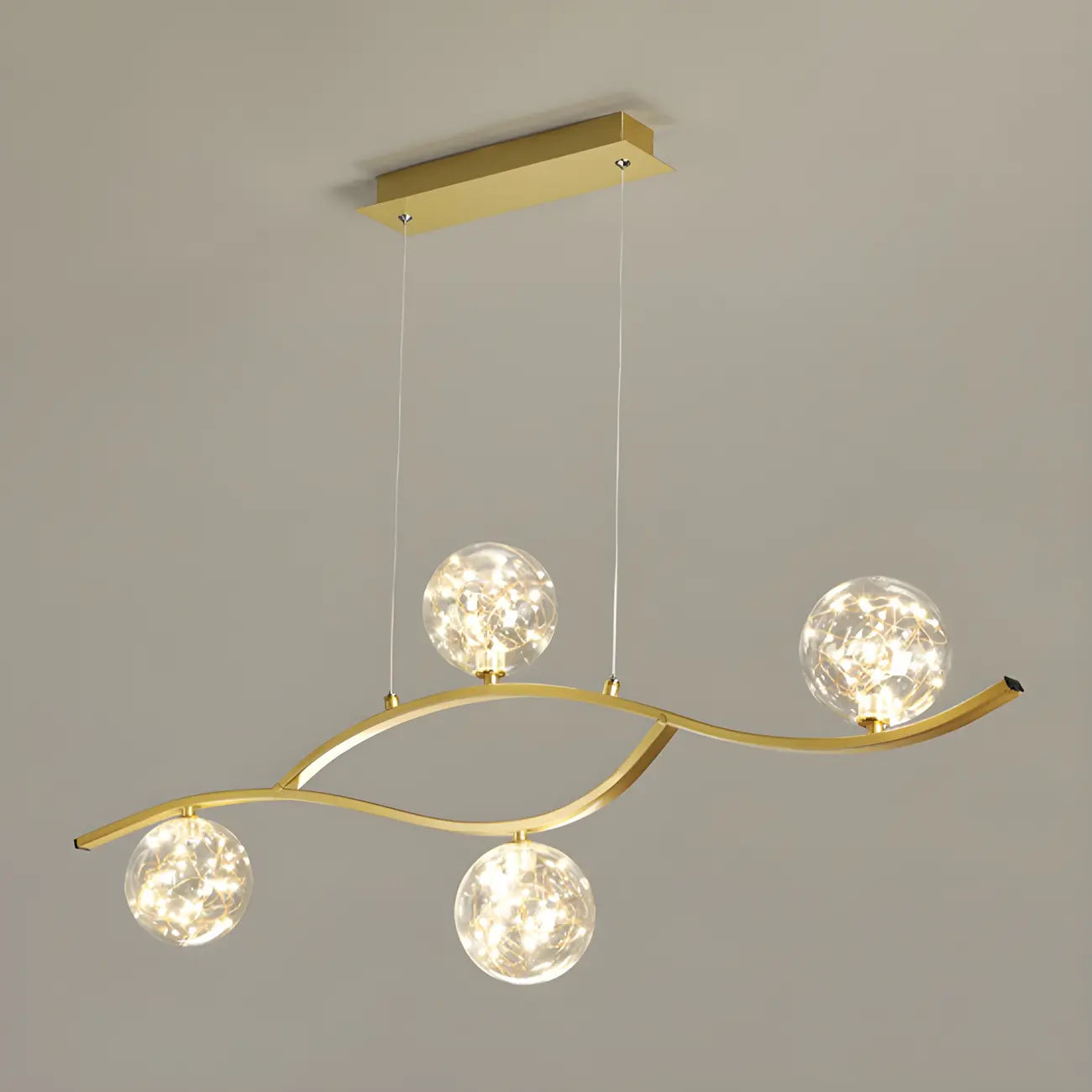 Suspension moderne réglable en verre transparent avec LED