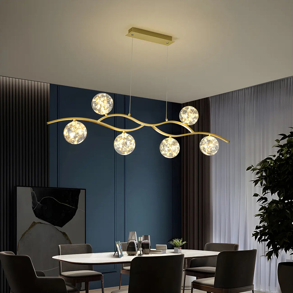 Suspension moderne réglable en verre transparent avec LED
