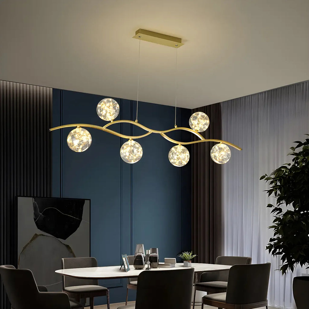 Suspension moderne réglable en verre transparent avec LED