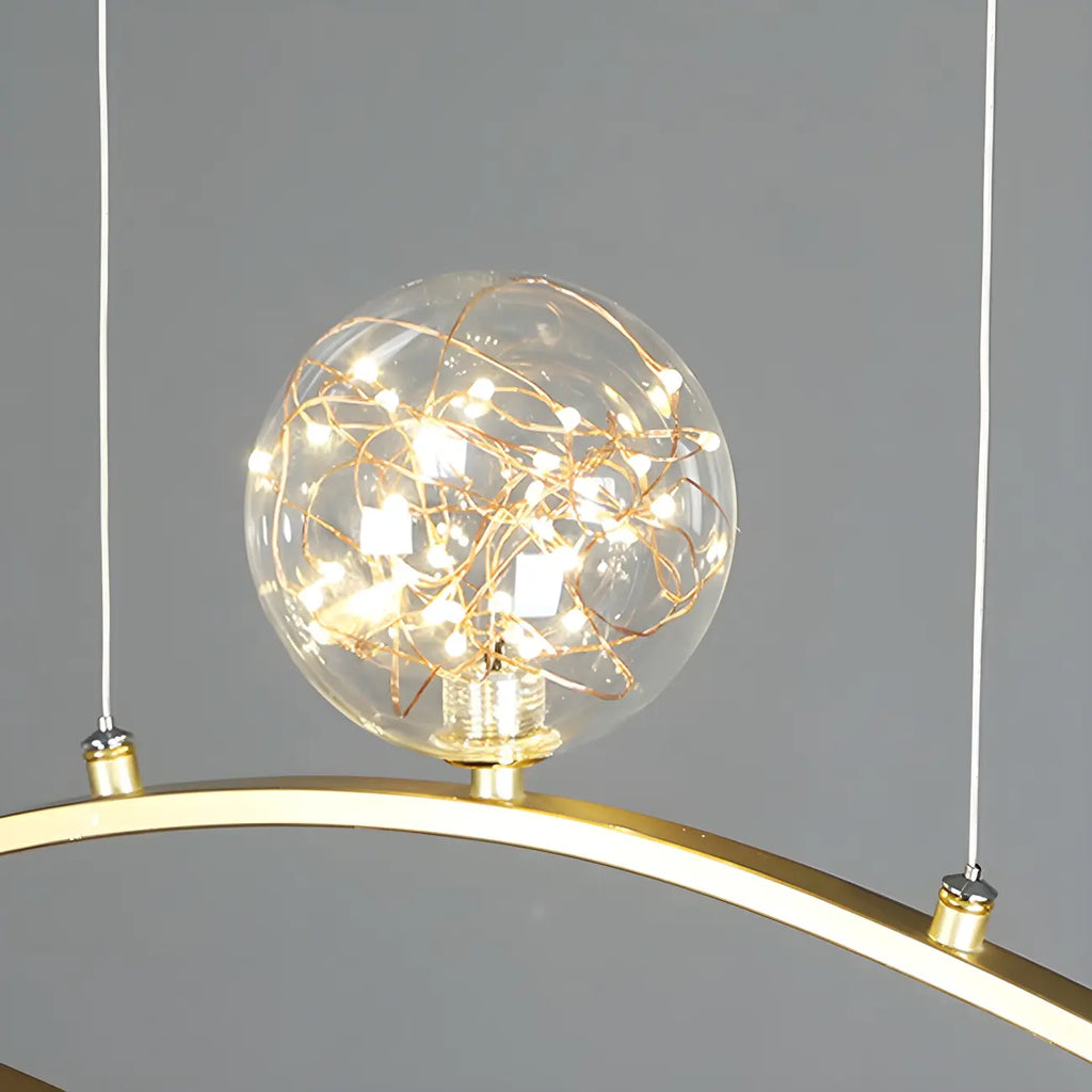 Suspension moderne réglable en verre transparent avec LED