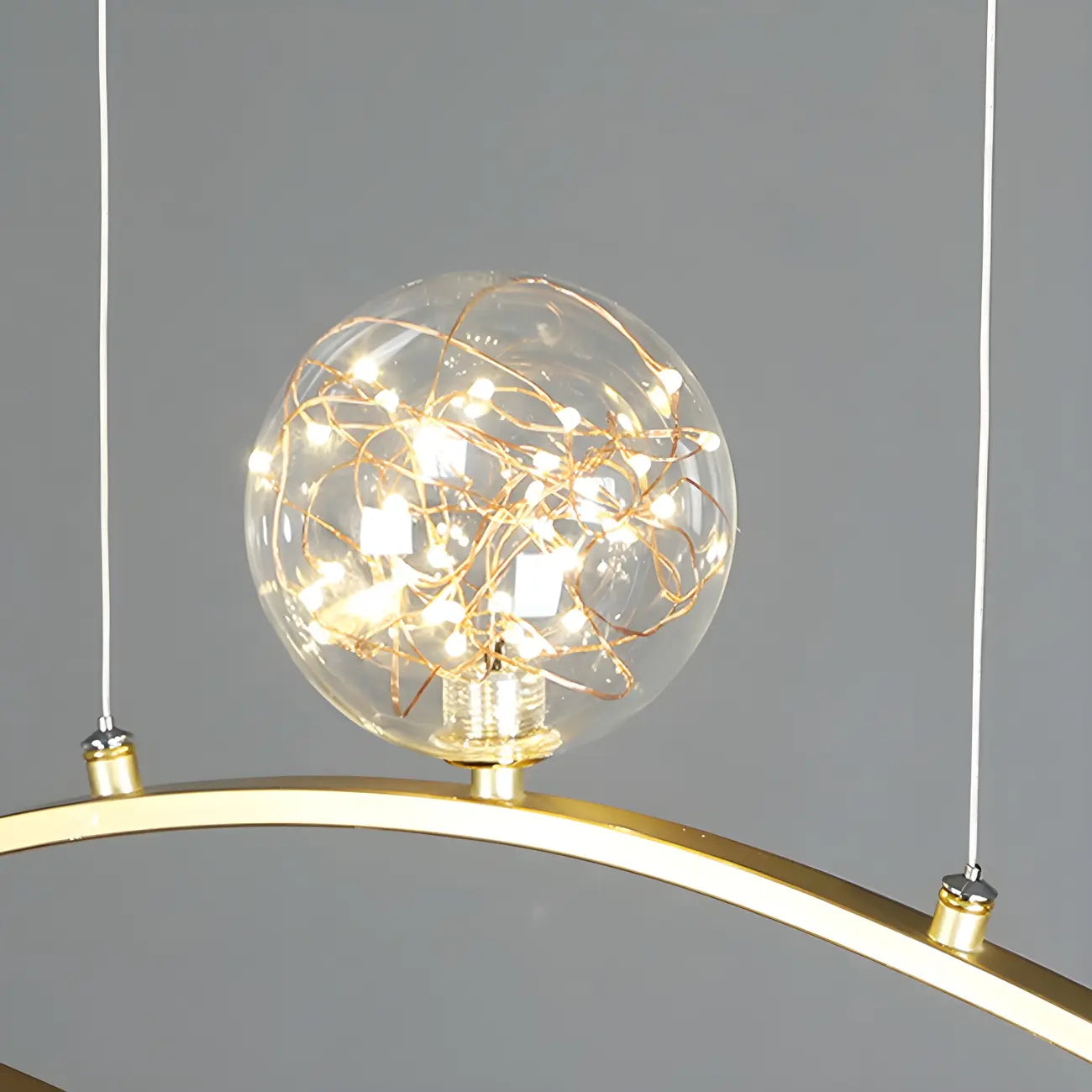 Suspension moderne réglable en verre transparent avec LED