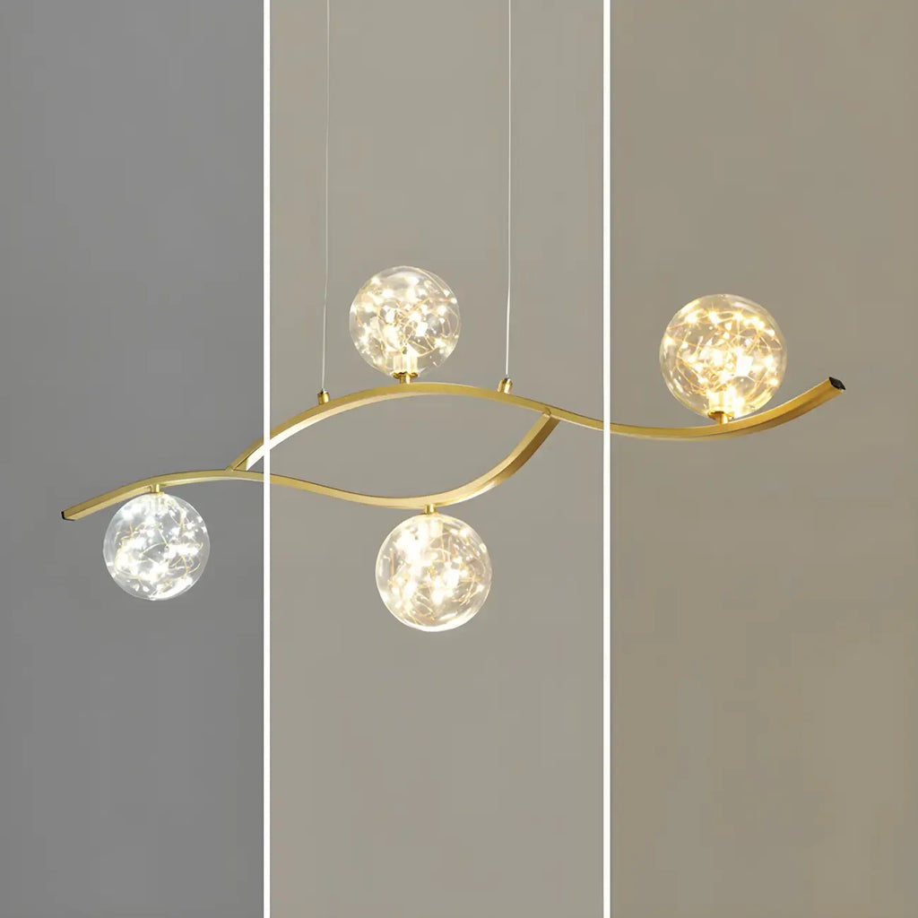 Suspension moderne réglable en verre transparent avec LED