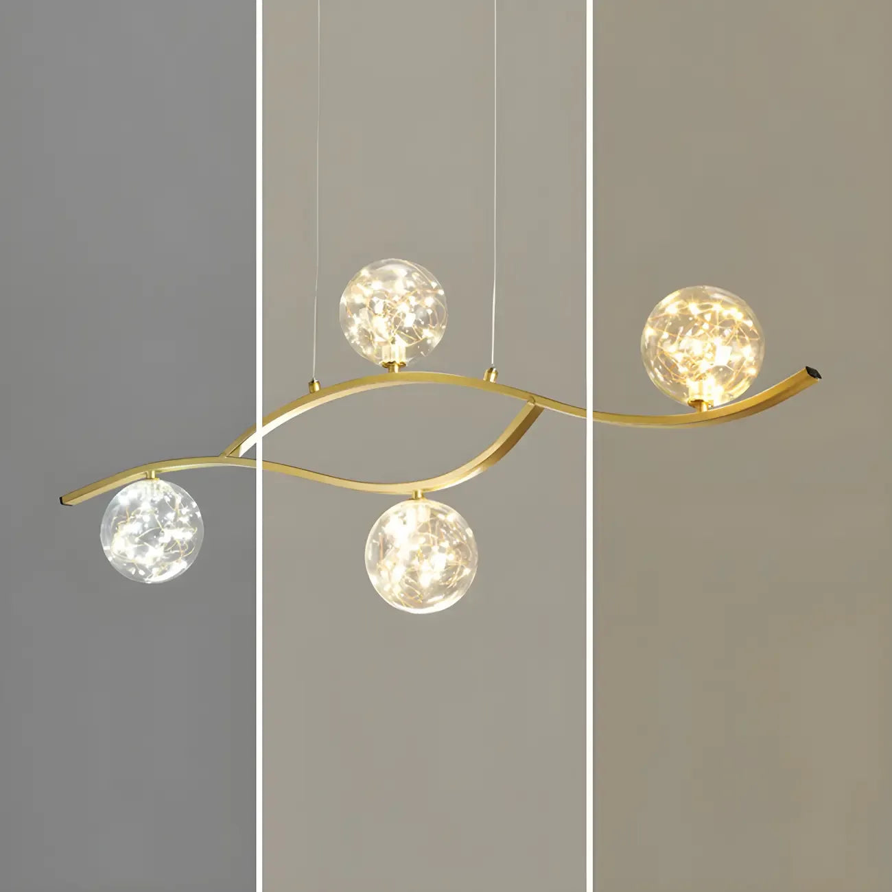 Suspension moderne réglable en verre transparent avec LED