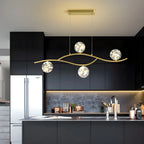 Suspension moderne réglable en verre transparent avec LED