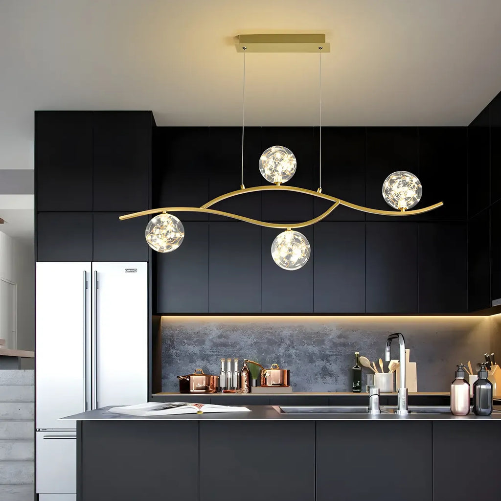 Suspension moderne réglable en verre transparent avec LED