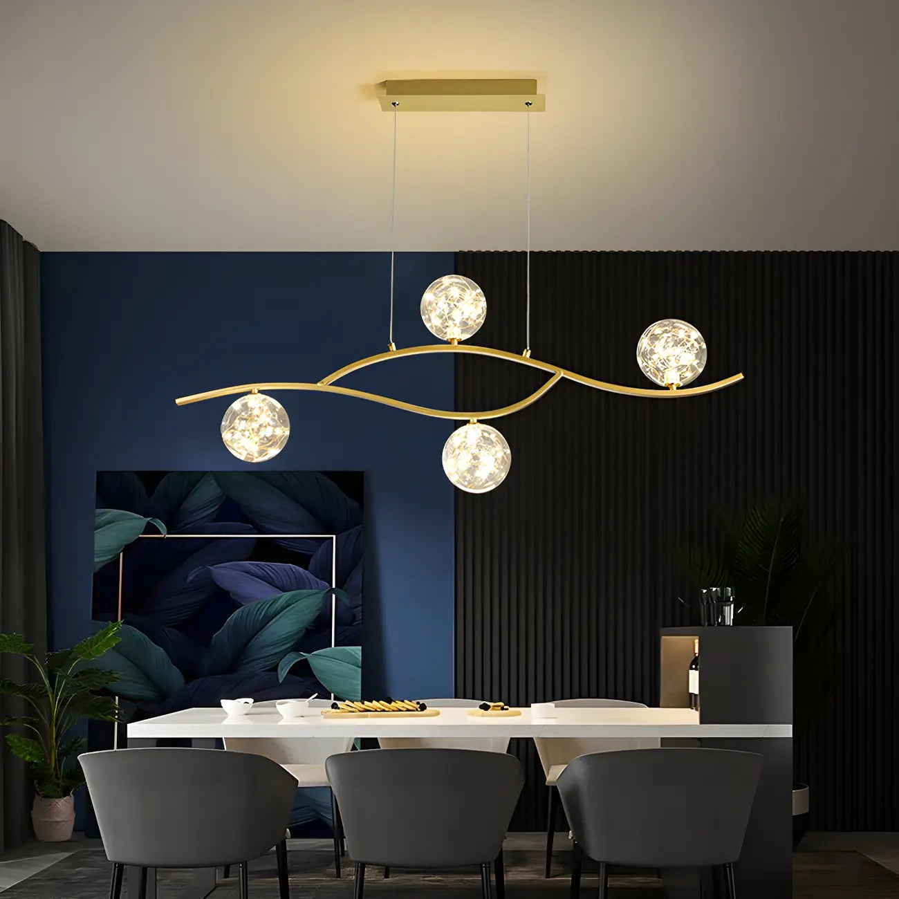 Suspension moderne réglable en verre transparent avec LED