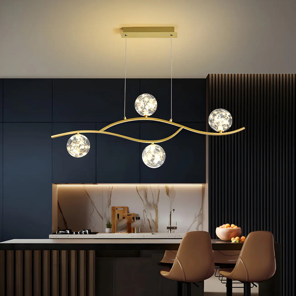 Suspension moderne réglable en verre transparent avec LED