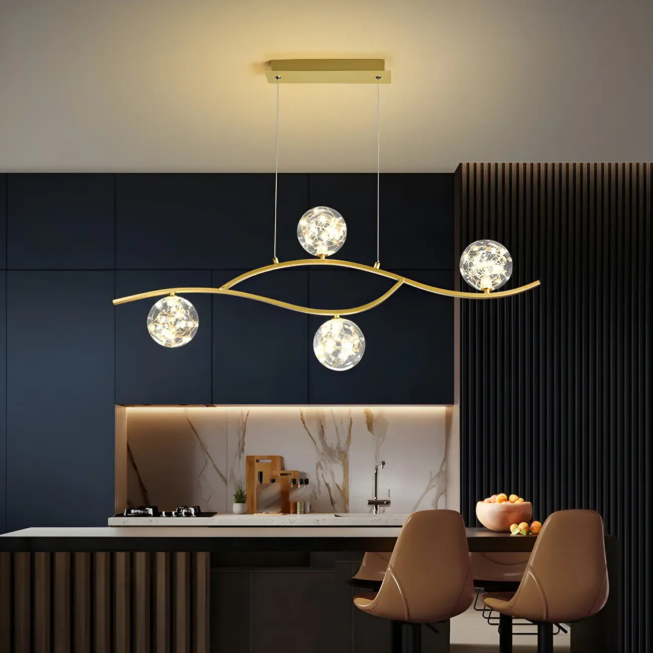 Suspension moderne réglable en verre transparent avec LED