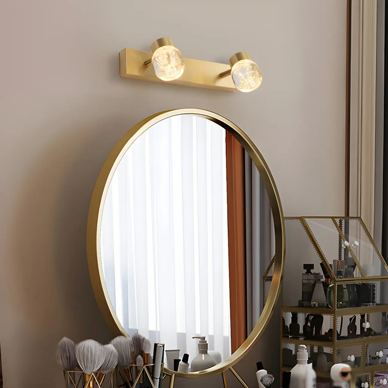 Applique murale moderne en métal doré pour salle de bain