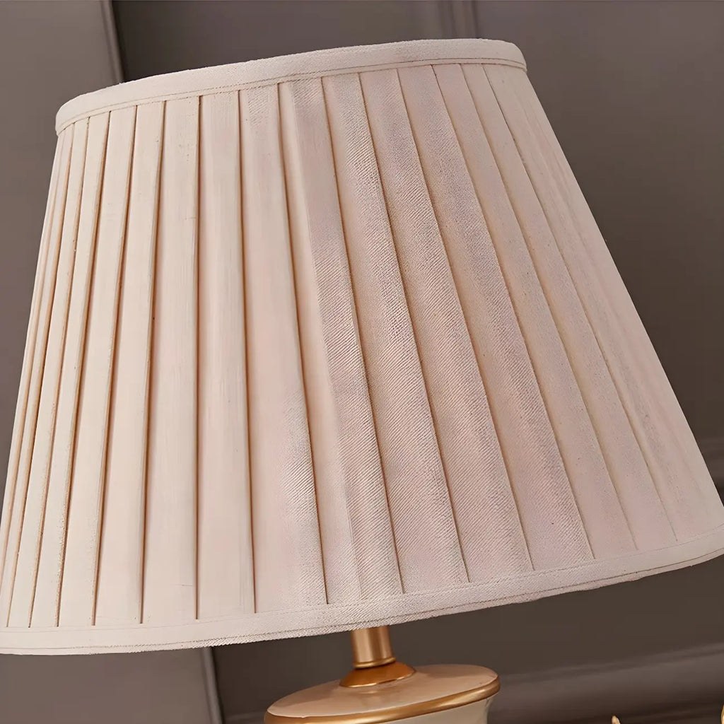 Lampe de table HomeyFad classique en céramique avec abat-jour en tissu jaune clair et motif floral