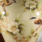 Lampe de table HomeyFad classique en céramique avec abat-jour en tissu jaune clair et motif floral