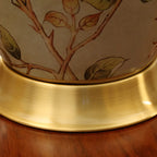 Lampe de table HomeyFad classique en céramique avec abat-jour en tissu jaune clair et motif floral