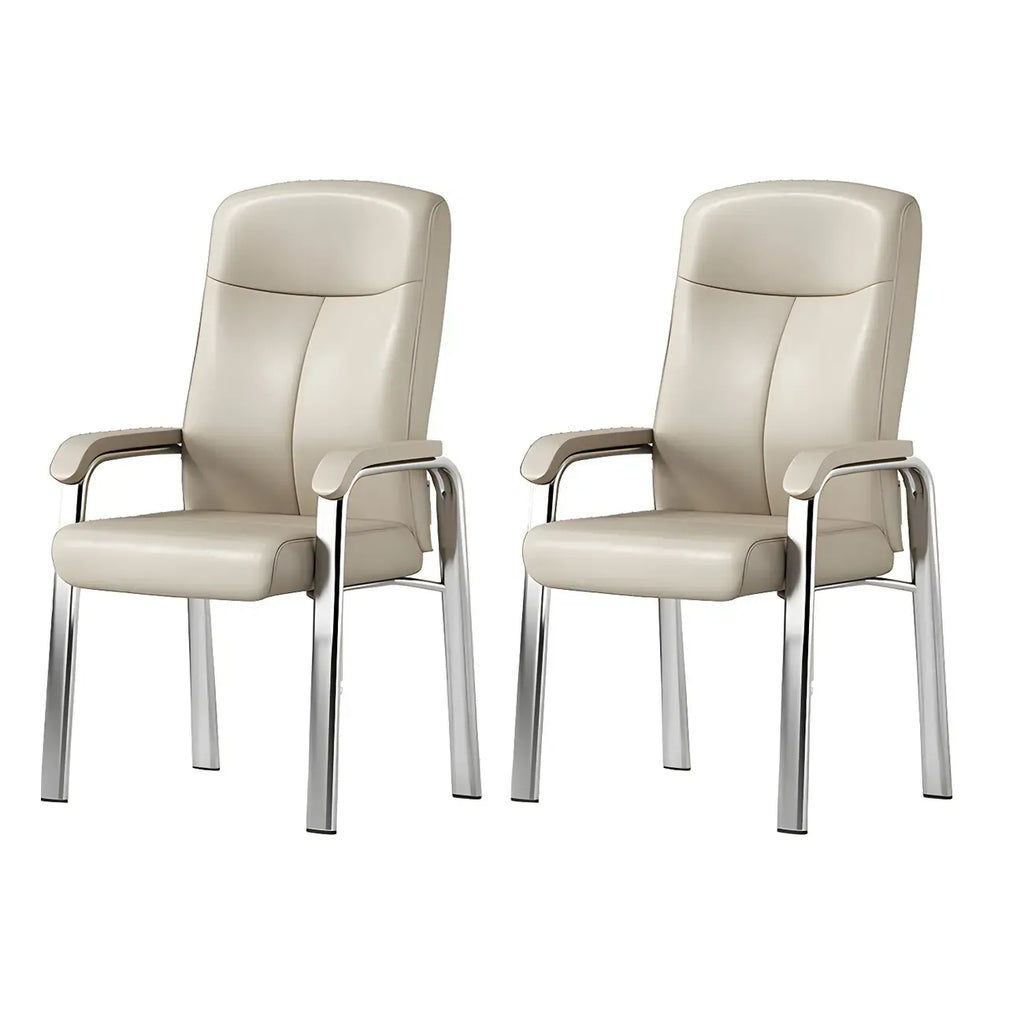 Chaise de bureau moderne HomeyFad en cuir et métal, à 4 pieds et accoudoirs
