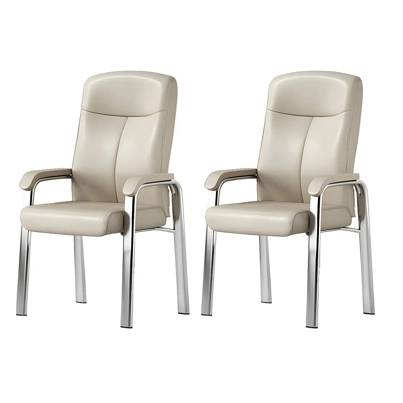 Chaise de bureau moderne HomeyFad en cuir et métal, à 4 pieds et accoudoirs