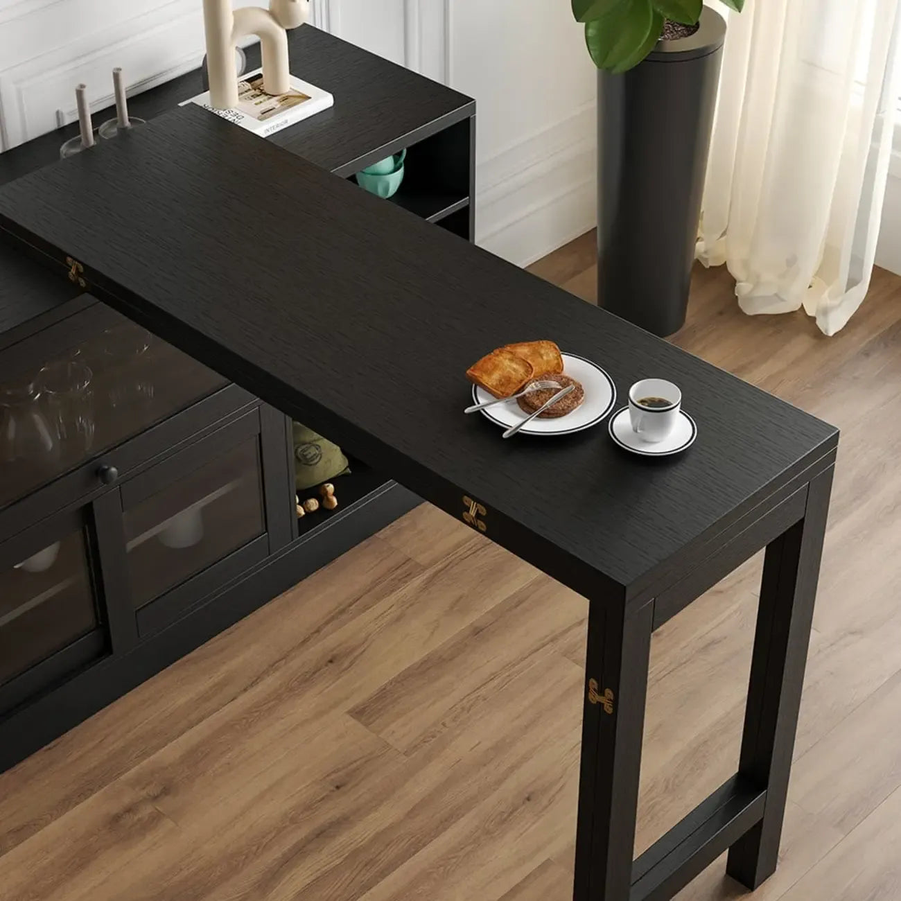 Buffet extensible de style campagnard en MDF noir