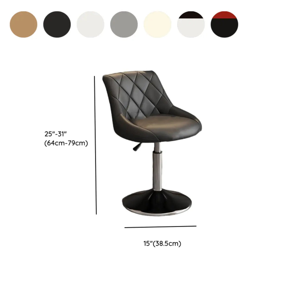 Tabouret de bar pivotant capitonné à losanges, réglable, en cuir PU noir et rouge