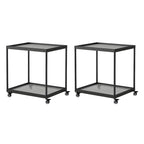 Table d'appoint rectangulaire à plateau supérieur en verre doré sur roulettes