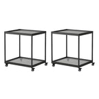 Table d'appoint rectangulaire à plateau supérieur en verre doré sur roulettes