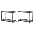 Table d'appoint rectangulaire à plateau supérieur en verre doré sur roulettes