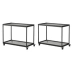Table d'appoint rectangulaire à plateau supérieur en verre doré sur roulettes
