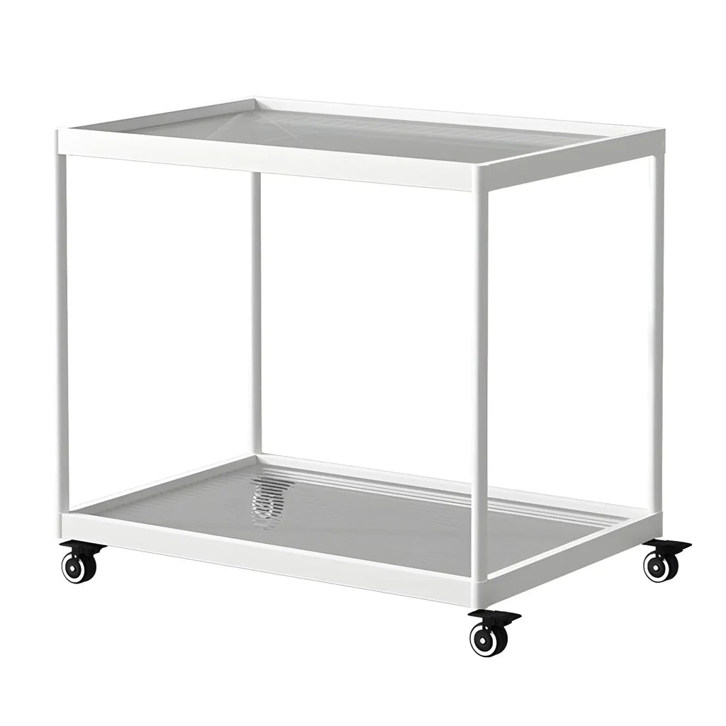 Table d'appoint rectangulaire à plateau supérieur en verre doré sur roulettes