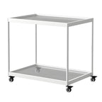 Table d'appoint rectangulaire à plateau supérieur en verre doré sur roulettes