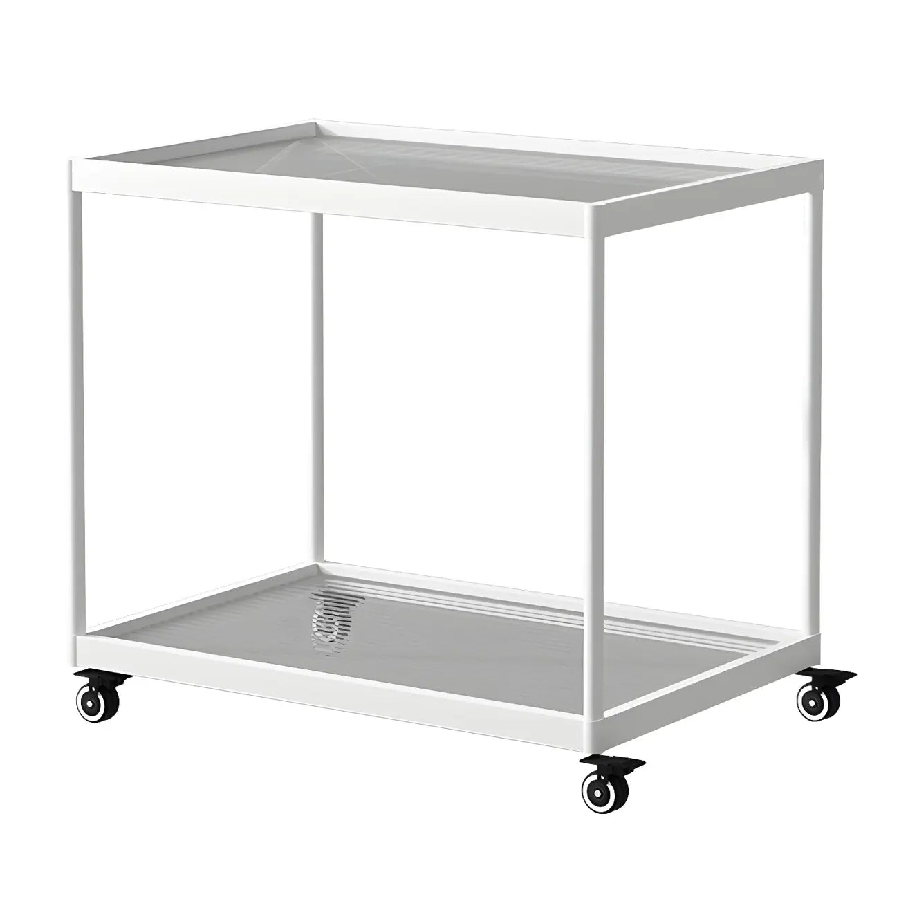 Table d'appoint rectangulaire à plateau supérieur en verre doré sur roulettes