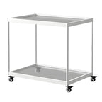 Table d'appoint rectangulaire à plateau supérieur en verre doré sur roulettes