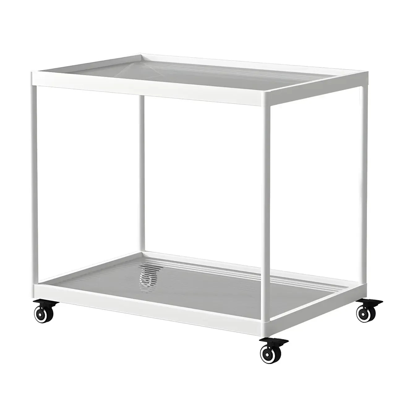 Table d'appoint rectangulaire à plateau supérieur en verre doré sur roulettes