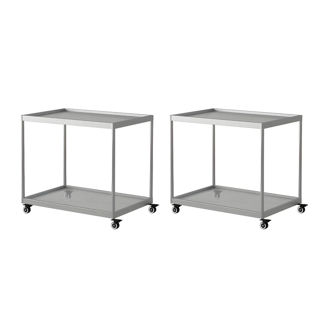 Table d'appoint rectangulaire à plateau supérieur en verre doré sur roulettes