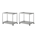 Table d'appoint rectangulaire à plateau supérieur en verre doré sur roulettes