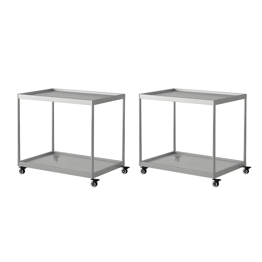 Table d'appoint rectangulaire à plateau supérieur en verre doré sur roulettes
