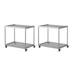 Table d'appoint rectangulaire à plateau supérieur en verre doré sur roulettes