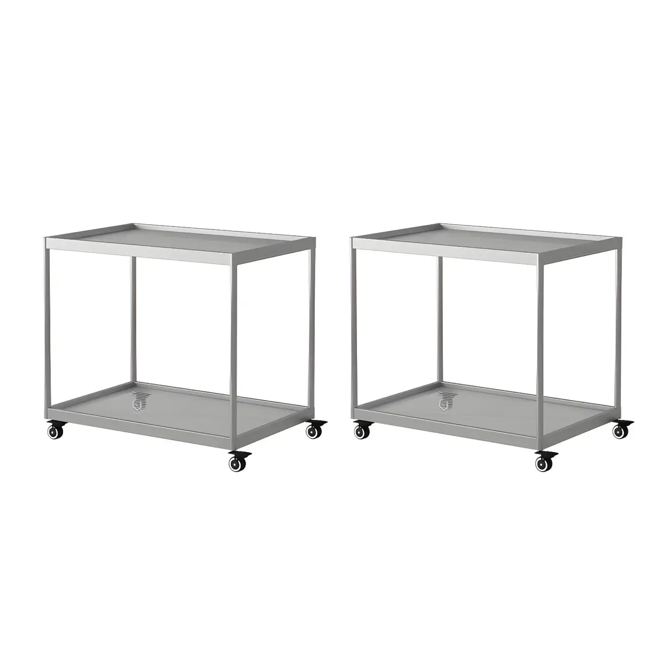 Table d'appoint rectangulaire à plateau supérieur en verre doré sur roulettes