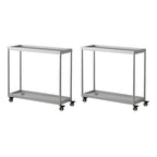 Table d'appoint rectangulaire à plateau supérieur en verre doré sur roulettes