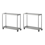Table d'appoint rectangulaire à plateau supérieur en verre doré sur roulettes