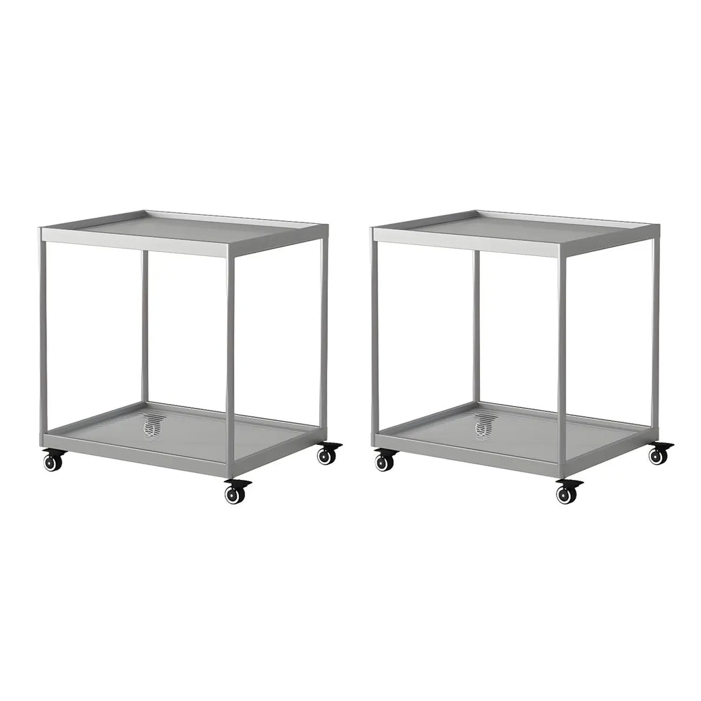 Table d'appoint rectangulaire à plateau supérieur en verre doré sur roulettes