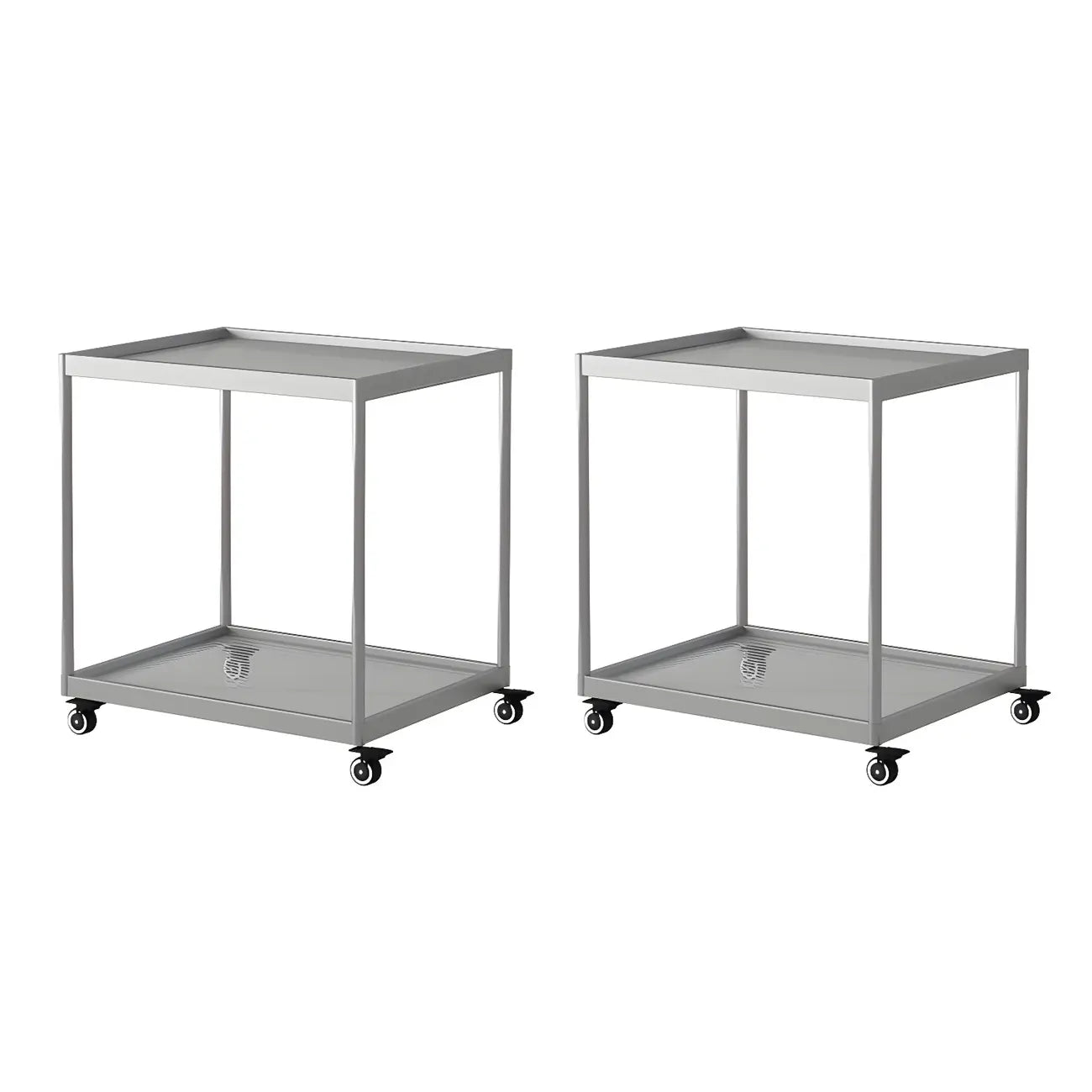 Table d'appoint rectangulaire à plateau supérieur en verre doré sur roulettes
