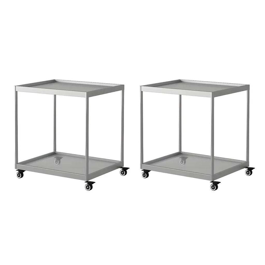 Table d'appoint rectangulaire à plateau supérieur en verre doré sur roulettes