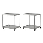 Table d'appoint rectangulaire à plateau supérieur en verre doré sur roulettes