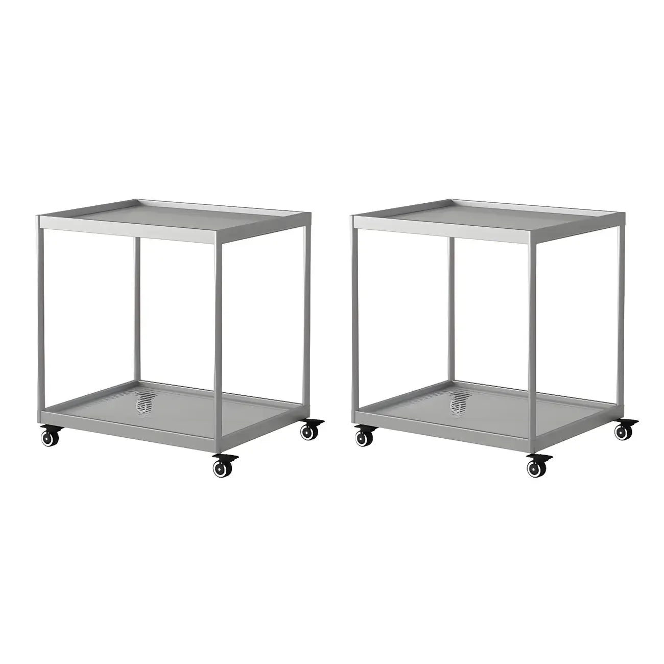 Table d'appoint rectangulaire à plateau supérieur en verre doré sur roulettes