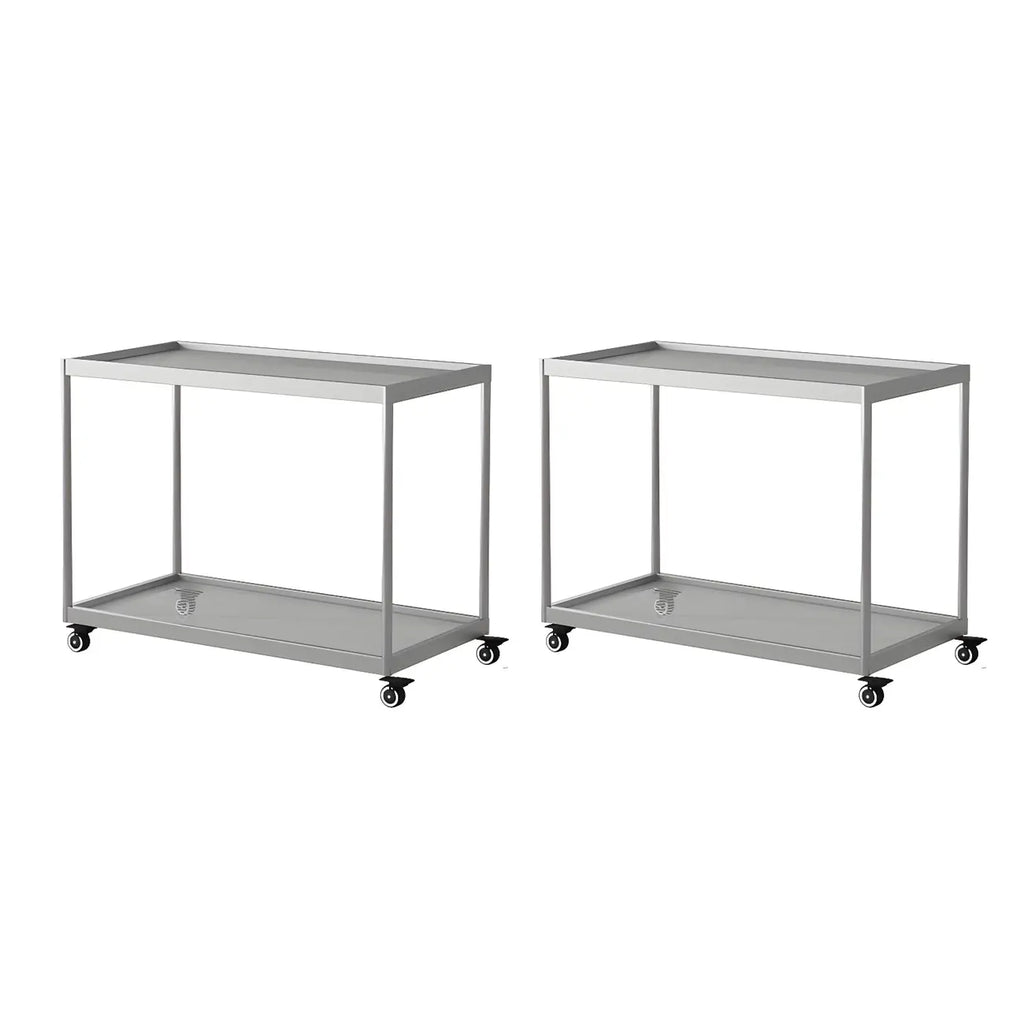 Table d'appoint rectangulaire à plateau supérieur en verre doré sur roulettes