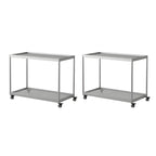 Table d'appoint rectangulaire à plateau supérieur en verre doré sur roulettes