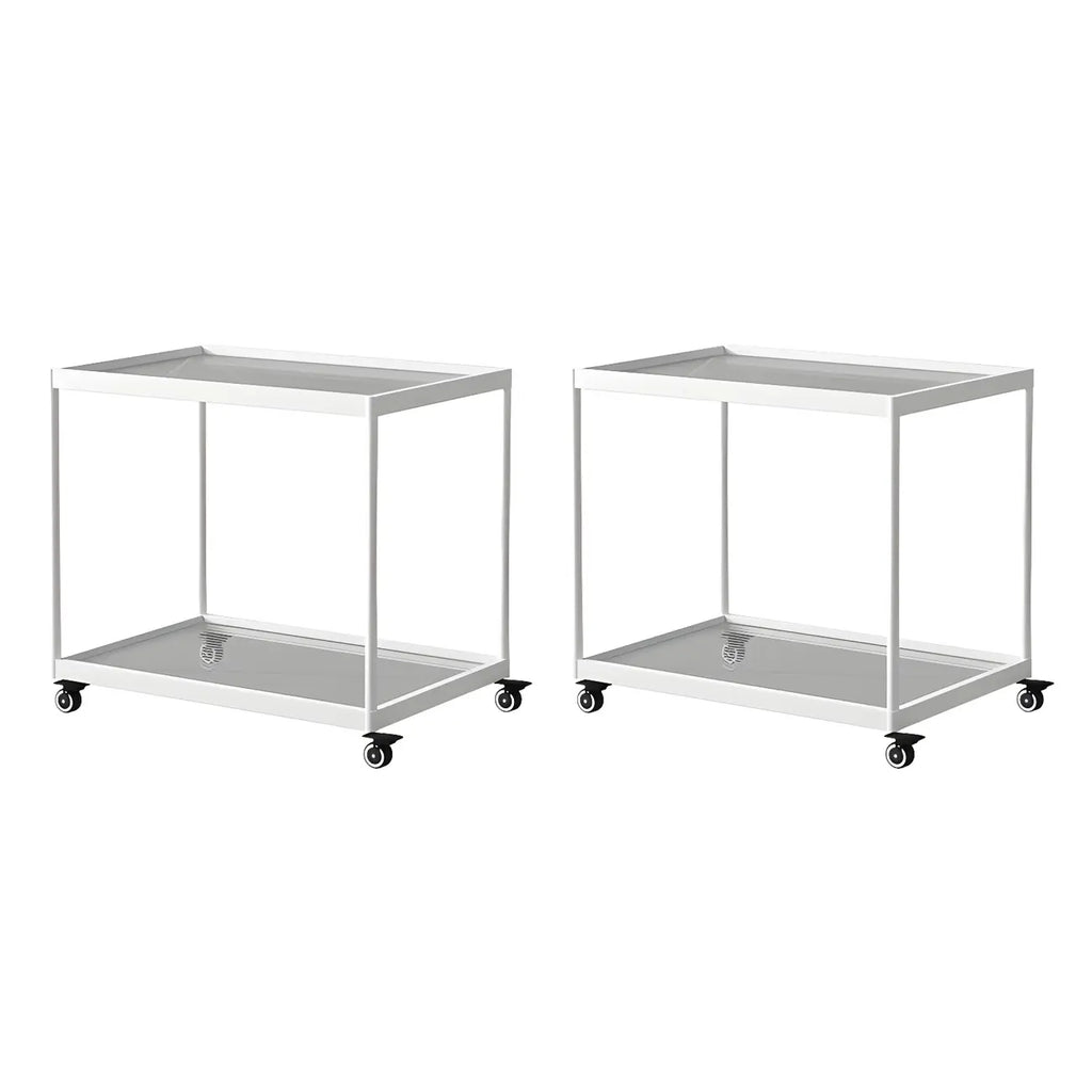 Table d'appoint rectangulaire à plateau supérieur en verre doré sur roulettes