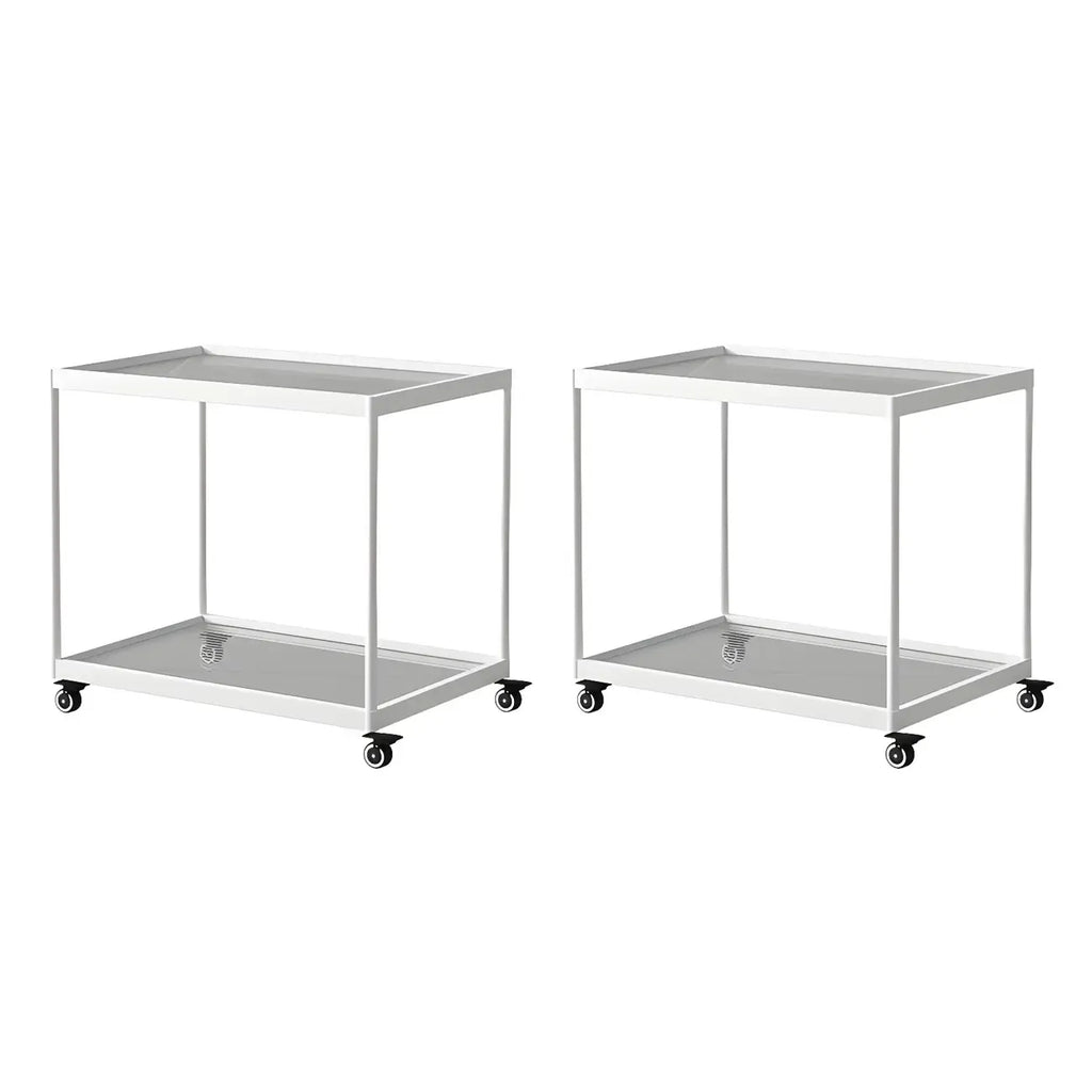 Table d'appoint rectangulaire à plateau supérieur en verre doré sur roulettes