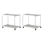 Table d'appoint rectangulaire à plateau supérieur en verre doré sur roulettes